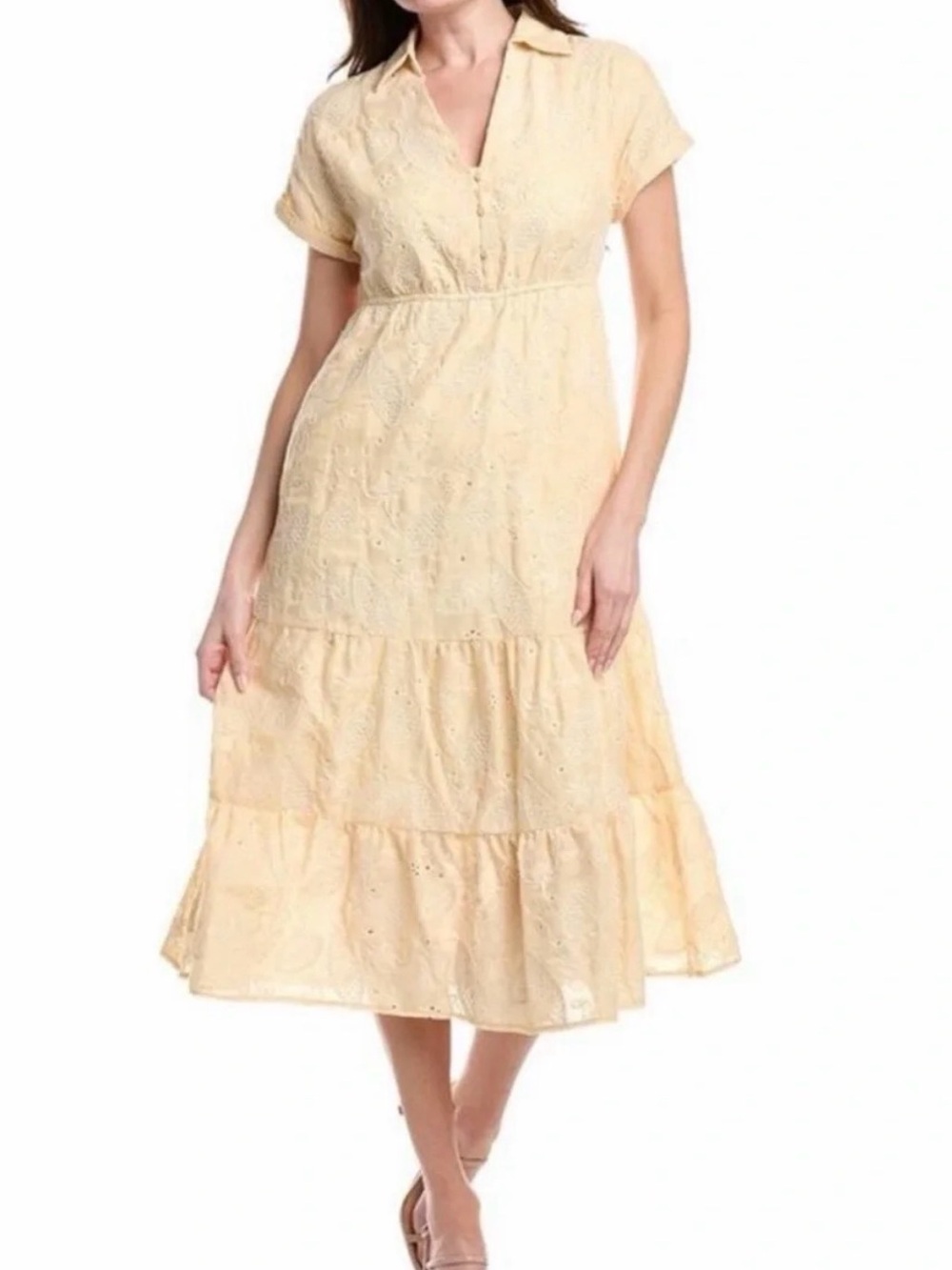 Sam Edelman Butter SS Collar Eyelet Maxi Dress size 8 new with tags